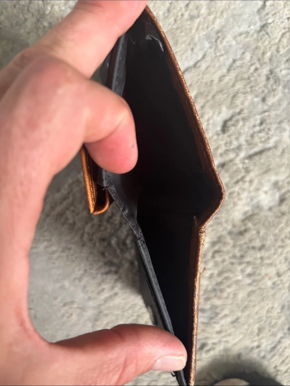 Men's Brown Leather Card Wallet with Front Zip Pocket